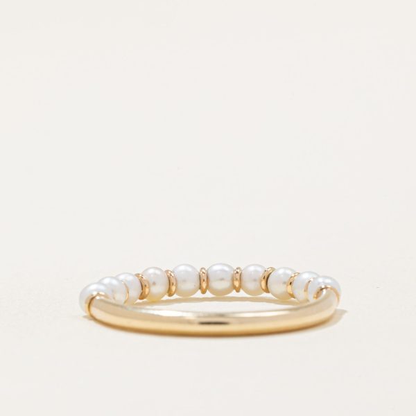 100 Ways  Freshwater Pearl Semi Eternity Ring | SZ 6.75 | Hot on Sale