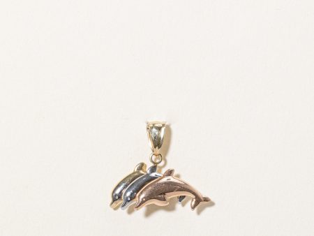 10k Tri Tone Gold Dolphin Pendant Online Sale