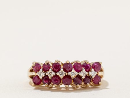 Synthetic Ruby & Natural Diamond Cocktail Ring | 0.77ctw, 0.03ctw | SZ 7.75 | Supply