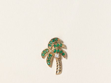 Emerald & Diamond Palm Tree Pendant | 0.10ctw, 0.03ct | Online Sale