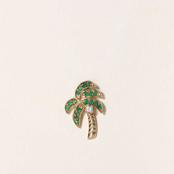 Emerald & Diamond Palm Tree Pendant | 0.10ctw, 0.03ct | Online Sale