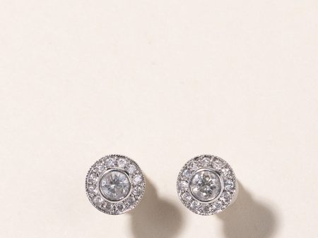 10k White Gold Cluster Diamond Earrings | 0.57ctw Online Hot Sale