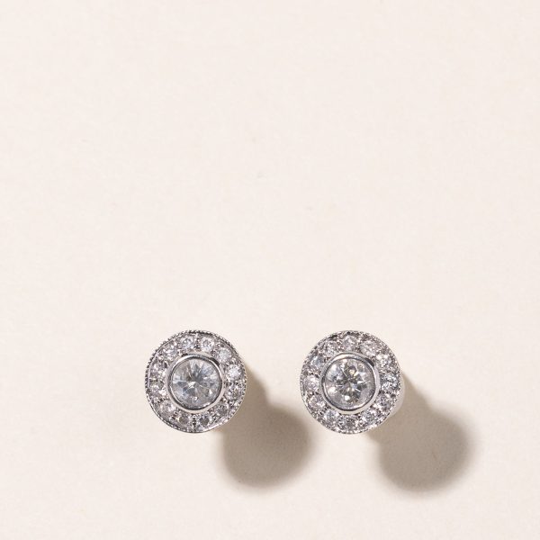 10k White Gold Cluster Diamond Earrings | 0.57ctw Online Hot Sale