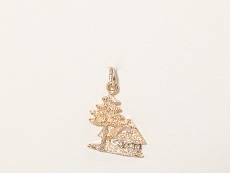 10k Yellow Gold Cabin in the Woods Charm Fashion