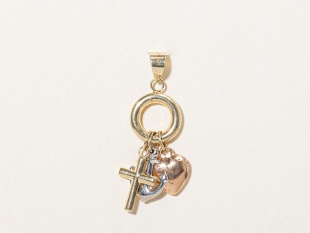 10k Tri Tone Gold Charm Pendant Discount