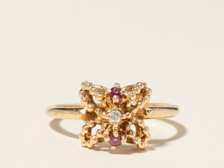 10K Yellow Gold Ruby & Diamond Ring | 0.08ctw, 0.03ctw | SZ 5.75 | Cheap