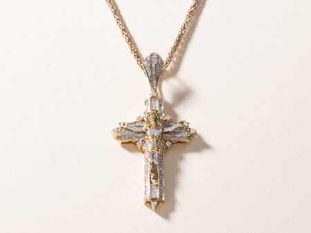 10k Yellow Gold Diamond Cross Necklace | 0.54ctw | 20  Discount