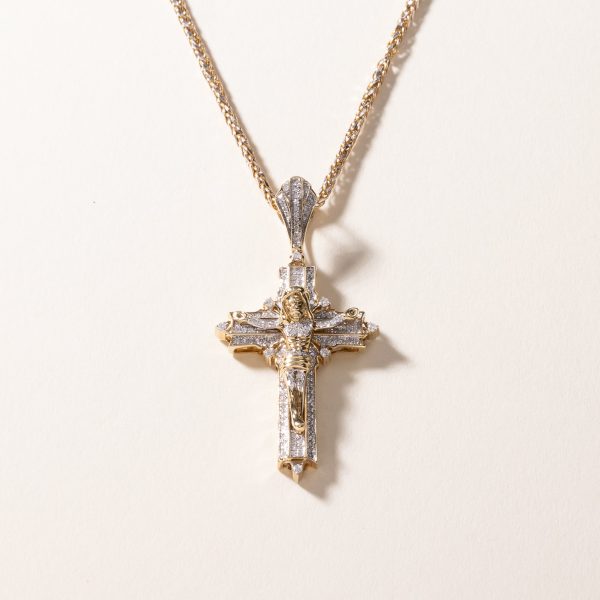 10k Yellow Gold Diamond Cross Necklace | 0.54ctw | 20  Discount