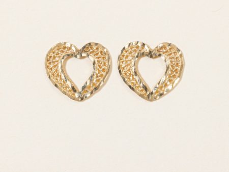 10k Yellow Gold Heart Earrings | For Discount