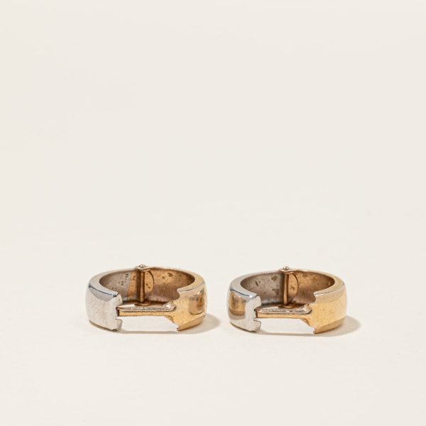 10k Two Tone Gold Hoop Earrings For Cheap