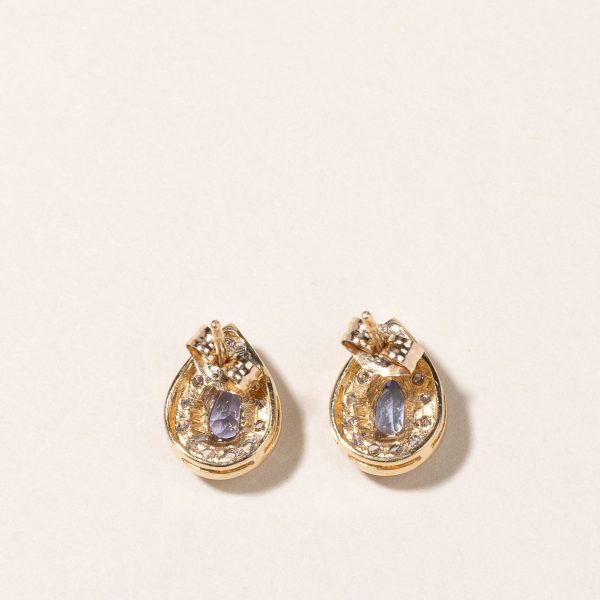 10-14K Yellow Gold Tanzanite and Diamond Earrings | 0.42ctw, 0.21ctw Fashion