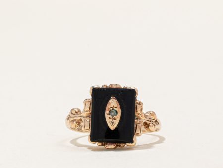 Vintage Canadian Onyx & Seed Pearl Ring | 2.25ct | SZ 4.75 | Sale