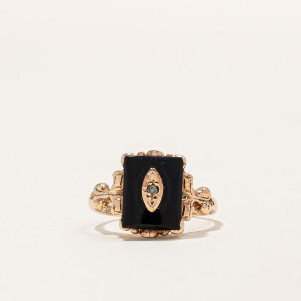 Vintage Canadian Onyx & Seed Pearl Ring | 2.25ct | SZ 4.75 | Sale