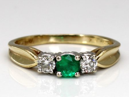 Three Stone Emerald & Diamond Ring | 0.20ct | 0.22ctw | SZ 7.25 | Supply