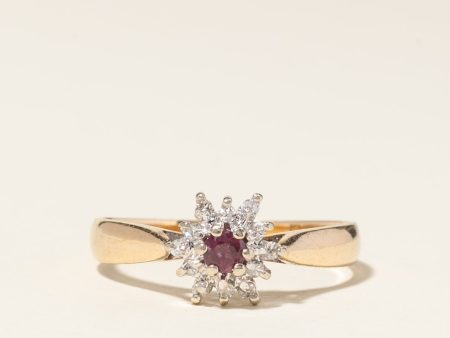 10K Yellow Gold Ruby & Diamond Ring | 0.10ct, 0.06ctw | SZ 6 | Online Hot Sale