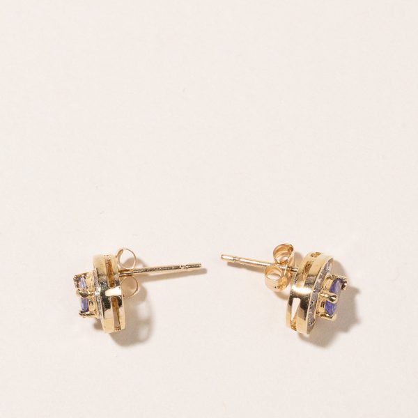 10-14K Yellow Gold Tanzanite and Diamond Earrings | 0.42ctw, 0.21ctw Fashion