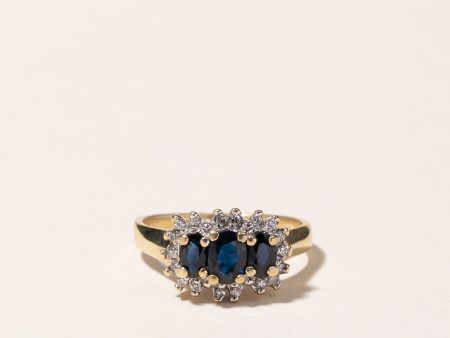 10k Yellow Gold Blue Sapphire & Diamond Ring | 1.06ctw, 0.12ctw | SZ 7.75 on Sale