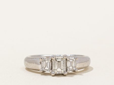 Three Stone Emerald Cut Diamond Engagement Ring | 0.80ctw VS2 SI1 H | SZ 4.75 | Online Sale