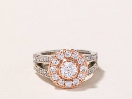 14k White & Rose Gold Diamond Ring | 1.47ctw | SZ 6 For Discount