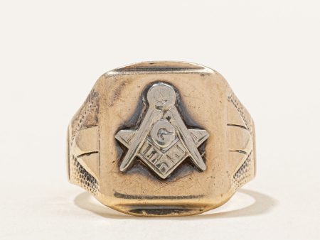 10k Two Tone Gold Free Masons Ring | SZ 8.25 | Online