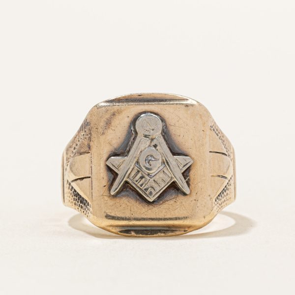 10k Two Tone Gold Free Masons Ring | SZ 8.25 | Online