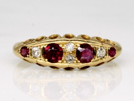 Vintage Birmingham Ruby & Diamond Ring | 0.30ctw, 0.06ctw | SZ 5.5 | Cheap