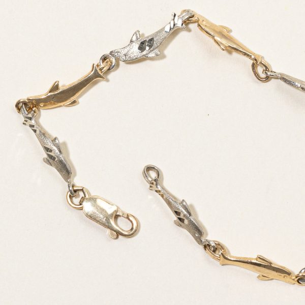 10k Two Tone Gold Dolphin Bracelet | 7  | Online now