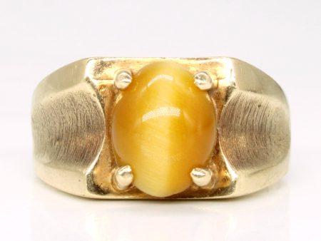 10k Yellow Gold Tiger s Eye Quartz Cocktail Ring | 2.05ct | SZ 7.75 | on Sale