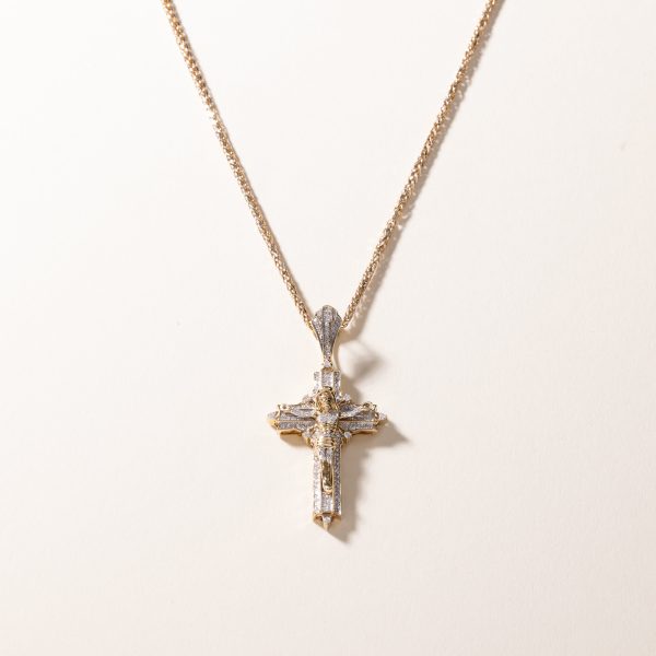 10k Yellow Gold Diamond Cross Necklace | 0.54ctw | 20  Discount