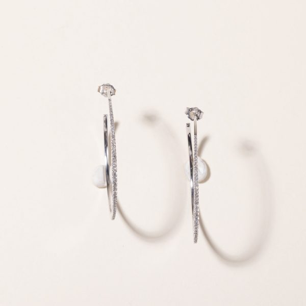 10k White Diamond Hoop Earrings | 0.55ctw Discount