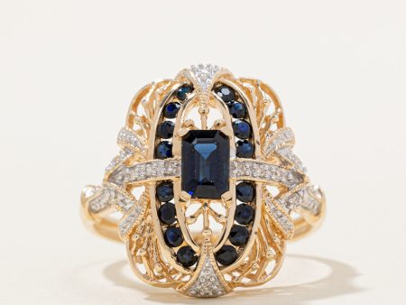 Sapphire & Diamond Cocktail Ring | 1.36ctw, 0.05ctw | SZ 9.75 | For Discount