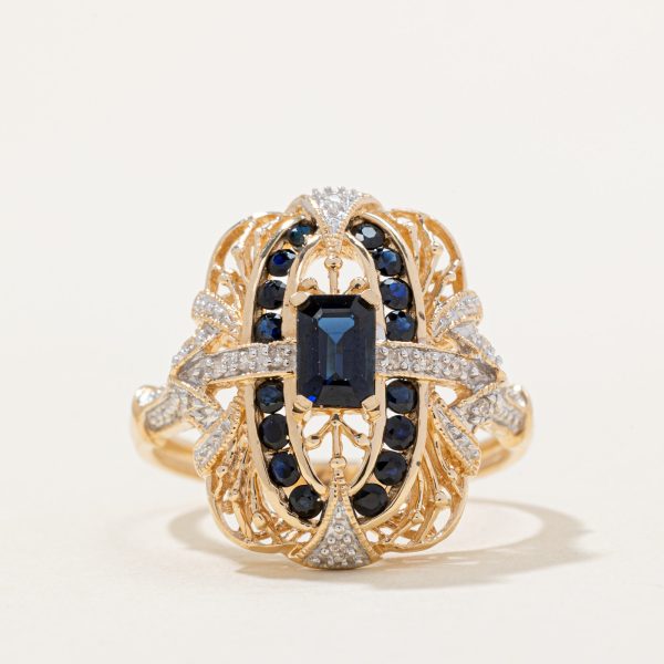 Sapphire & Diamond Cocktail Ring | 1.36ctw, 0.05ctw | SZ 9.75 | For Discount