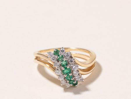 14K Gold Emerald and Diamond Ring | 0.18ctw, 0.32ctw | SZ 6.5 Cheap