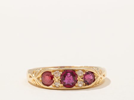 Victorian Era Ruby & Diamond Ring | 0.70ctw, 0.08ctw | SZ 7.25 | For Discount