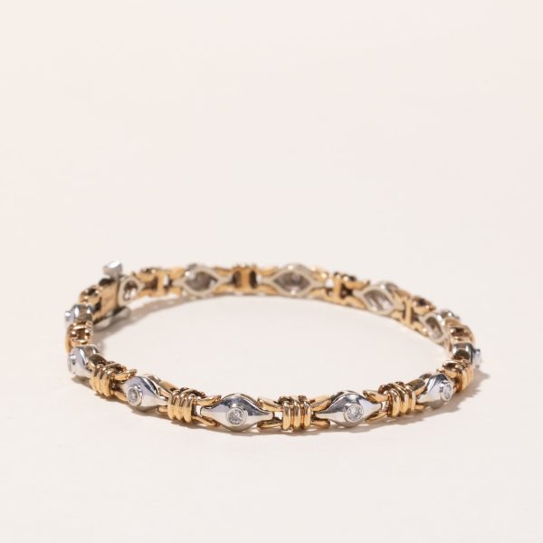 10k Two Tone Gold Diamond Bracelet | 0.45ctw | 7.25  Online Sale