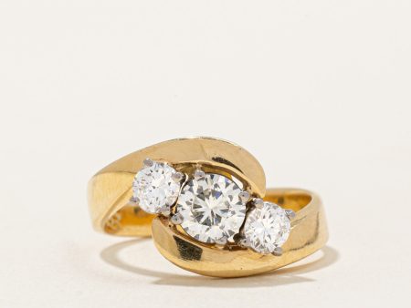 Three Stone Diamond Waterfall Ring | 1.00ctw | SZ 6.25 | Sale