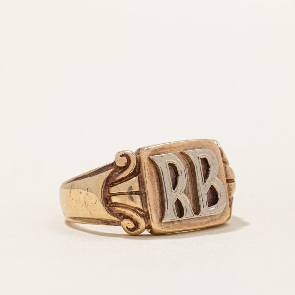 10k Two Tone Gold  RB  Signet Ring | SZ 9.5 | Supply