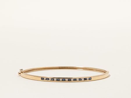 10k Yellow Gold Blue Sapphire & Diamond Bracelet | 0.41ctw, 0.24ctw | 5  | Fashion