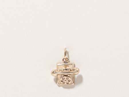 10k Yellow Gold Rotary Phone Charm For Cheap