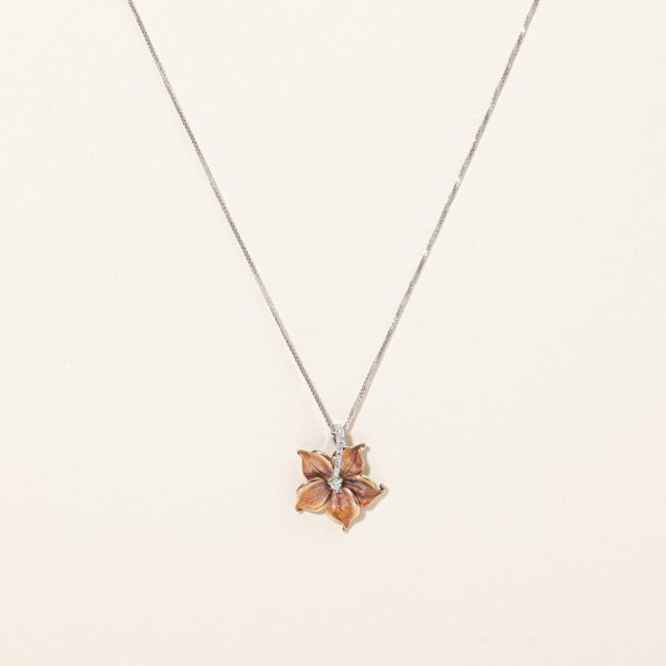 Diamond Flower Pendant & Necklace | 0.07ctw | 18  | For Sale