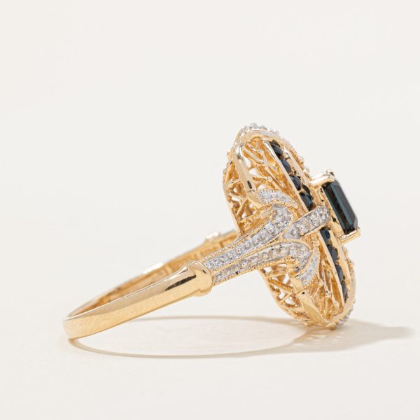 Sapphire & Diamond Cocktail Ring | 1.36ctw, 0.05ctw | SZ 9.75 | For Discount