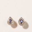 10-14K Yellow Gold Tanzanite and Diamond Earrings | 0.42ctw, 0.21ctw Fashion