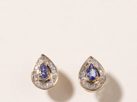 10-14K Yellow Gold Tanzanite and Diamond Earrings | 0.42ctw, 0.21ctw Fashion