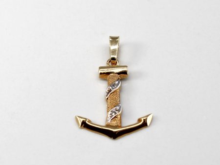 Yellow Gold Diamond Anchor Pendant | 0.02ctw | Hot on Sale