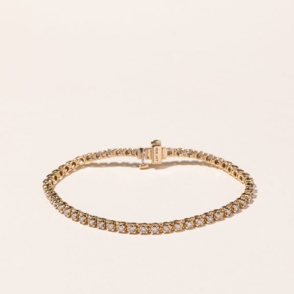 10k Yellow Gold Diamond Tennis Bracelet | 2.08ctw | 7.25  Online Sale