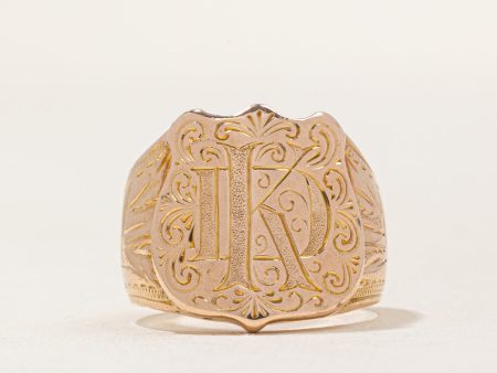 Vintage Hand Carved 14k Yellow Gold  I.K.D.  Initial Ring | SZ 5.75 | For Cheap