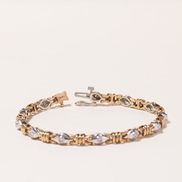 10k Two Tone Gold Diamond Bracelet | 0.45ctw | 7.25  Online Sale