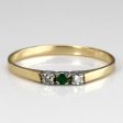 Three Stone Emerald & Diamond Ring | 0.02ct | 0.03ctw | SZ 4.25 | For Discount