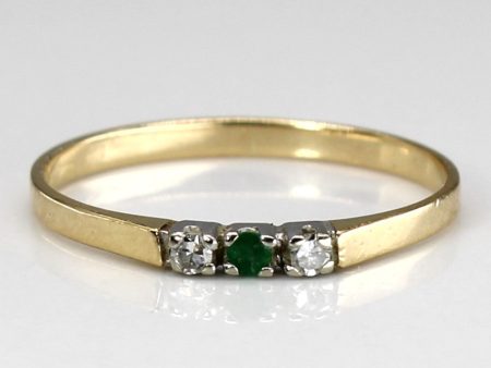 Three Stone Emerald & Diamond Ring | 0.02ct | 0.03ctw | SZ 4.25 | For Discount