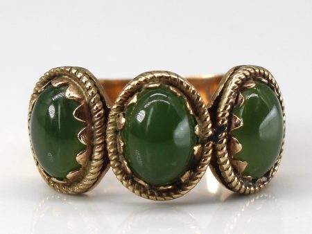 Three Stone Jade Ring | 3.45ctw | SZ 6.75 | Supply